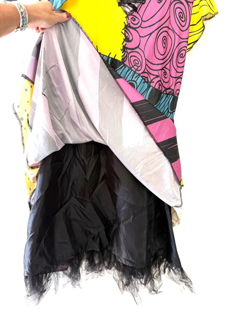 Disney Nightmare Before Xmas Sally Costume Dress Girls L 12-14 fits Adult XS EUC